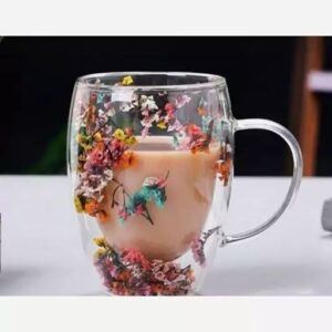 لیوان دوجداره گلدار