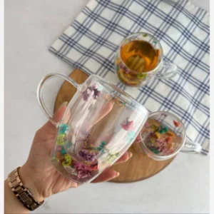 ماگ پیرکس دوجداره گلدار